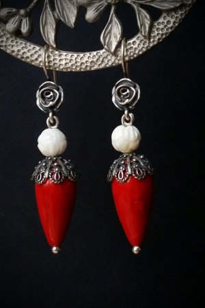 Робота Срібні червоні сережки з агатом