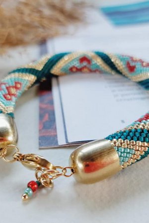 Работа Браслет из японского бисера Этника бирюза