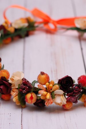 Робота Вінок віночок з квітами в осінніх тонах