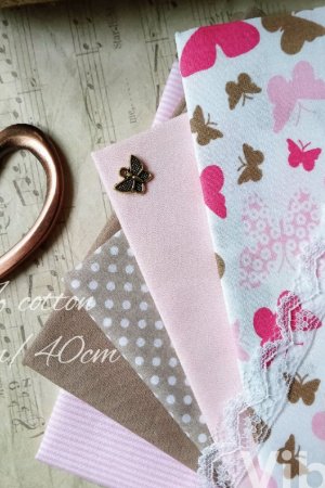 Работа Набор хлопка бабочки кофейно-малиновые