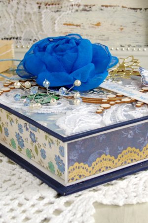 Робота Весільна грошова коробочка в синьому кольорі