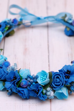 Робота Вінок віночок з волошками під вишиванку блакитно-синій