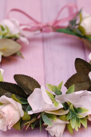 Робота Вінок віночок з квітами блідо-рожевий