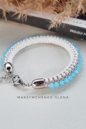 Работа Браслет "Blue ice 'с японского бисера