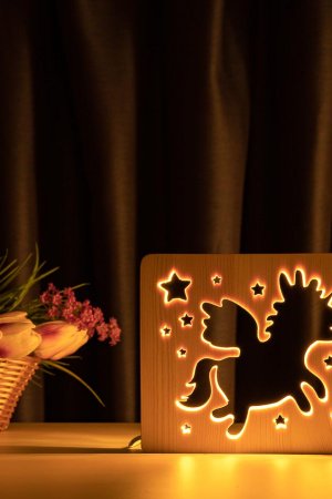 Работа Ночник ArtEco Light из дерева LED "Волшебный единорог"