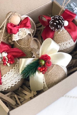 Работа Елочные украшения ручной работы в эко стиле