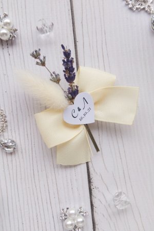 Работа Бутоньерки из сухоцветами, датой свадьбы арт. 0118