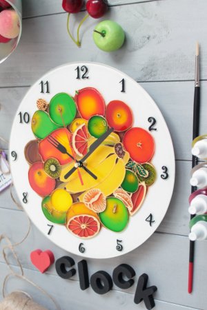 Работа Витражная настенные часы Фрукты