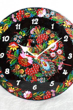 Работа Витражная настенные часы Калина