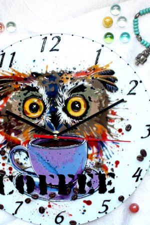 Робота Вітражний настінний годинник Сова ранкова