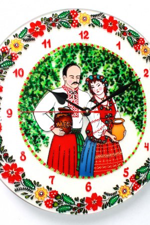 Работа Витражная настенные часы Мед и молоко