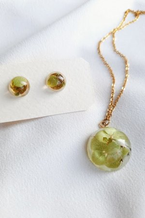 Робота Комплект  "Гортензії в краплині" сережки та кулон 