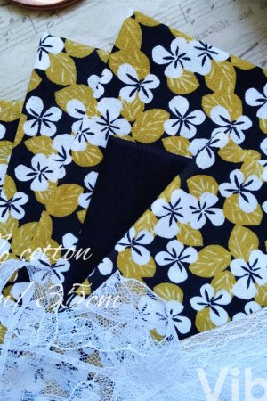 Работа Французская хлопок цветы на черном фоне