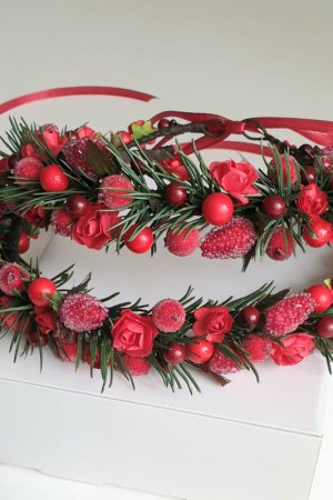 Работа Новогодний венчик с елкой "Ягодка"