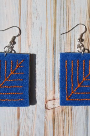 Работа Вышитые серьги "Рыжики"