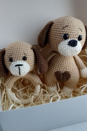 Робота Подарунковий набір для дітей. Брязкальце + іграшка собачка