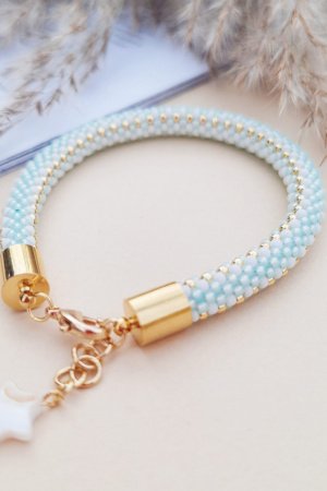 Работа Браслет Мятный из японского бисера