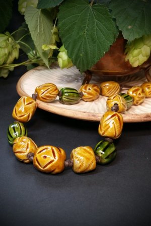 Работа Ожерелье Ранняя осень Желто-зеленое длинное ожерелье