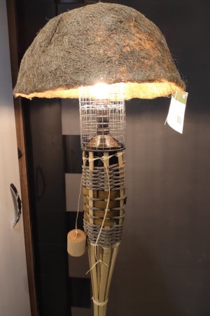 Робота Торшер бамбук, кокос, факел 180 см