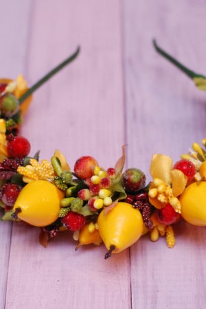 Работа Обруч ободок грушка на праздник осени 