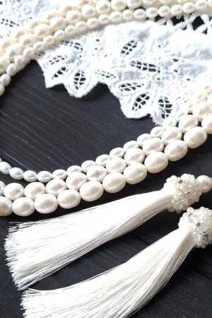 Робота Комплект з натуральних перлів намисто та срібні сережки