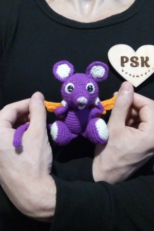 Работа Мышка с крыльями ангела вязанная крючком мягкая игрушка 7