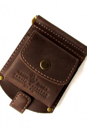 Работа Кожаный зажим для денег  с отделом для мелочи.Видеообзор.