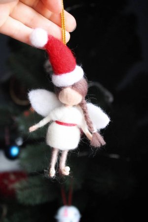 Работа Игрушка кукла подвеска Санта на елку