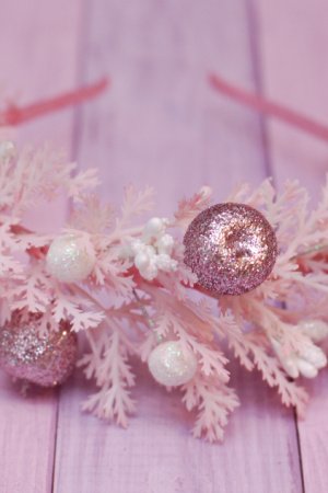 Работа Новогодний обруч ободок розовый 