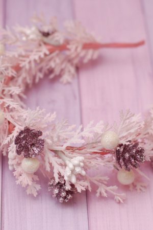 Робота Новорічний обруч рожевий обідок з шишками