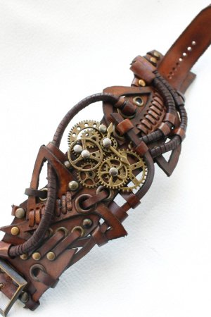 Работа кожаный браслет стимпанк готический стиль  67