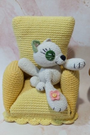 Работа Кот ручной работы, маленькая мягкая кошка вязаная крючком 1