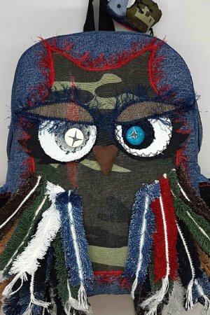 Работа Джинсовый рюкзак "Военная СОВА"