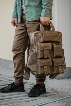 Робота Чоловічий шкіряний рюкзак, Рюкзак для подорожей
