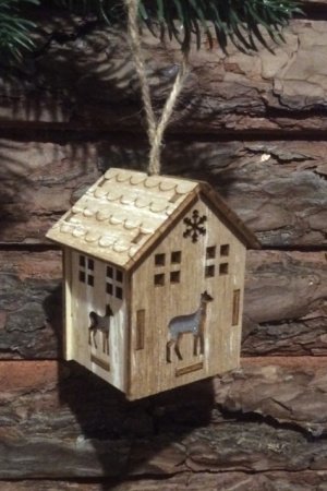 Работа Новогдняя игрушка домик с подсветкой