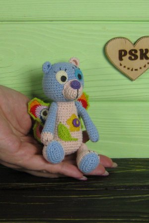 Робота Крилатий ведмедик, в'язана гачком м'яка іграшка ведмідь PSK