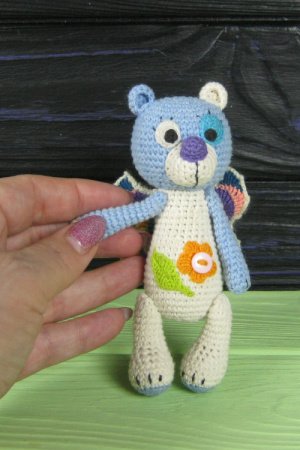 Робота Крилатий ведмедик в'язана гачком м'яка іграшка ведмідь PSK 1
