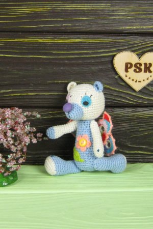 Работа Крылатый мишка вязанная крючком мягкая игрушка медведь PSK 2