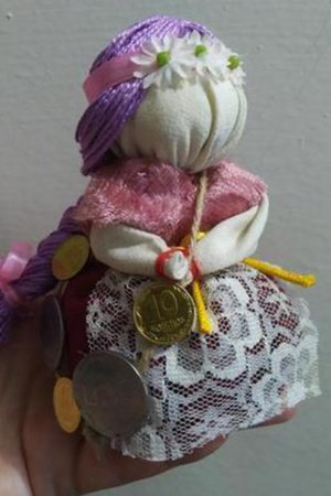 Робота Лялька мотанка Грошова Кубашка, достаток у будинку