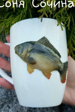 Работа Карп фарфоровая чашка кружка Wilmax подарок рыбаку