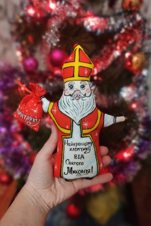 Работа Святой Николай ,текстильная игрушка,елочное украшение