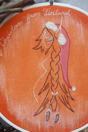 Работа Вышитая картина с Рождеством Merry Christmas from Finland