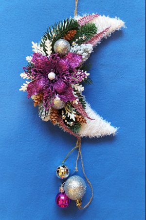 Работа НОВОГОДНЯЯ, РОЖДЕСТВЕНСКАЯ ПОДВЕСКА "ЛУНА" (03)