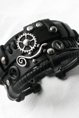 Работа кожаный браслет стимпанк готический стиль  55