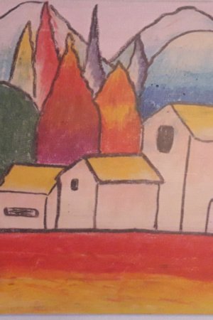 Робота Картина полотно пастель Lovely houses 2021