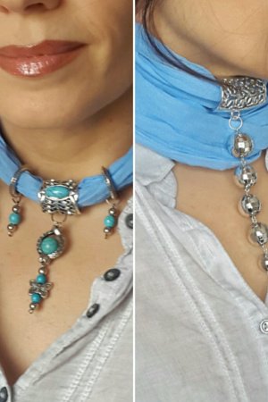 Робота Блакитний шарф. Один шарф 2 кулони.