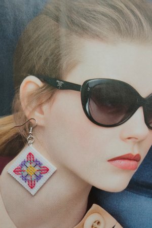 Робота Вишиті сережки "4 сторони світла"