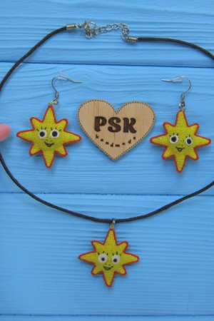 Робота Сонця, сережки та підвіска. Набір ручної роботи прикрас