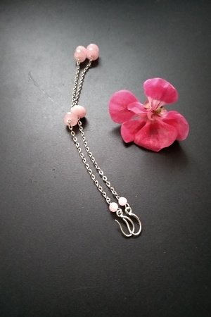 Работа Длинные серьги с морганитом с серебром 