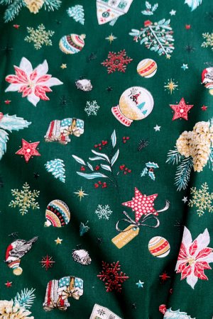 Работа Французский хлопок с новогодним рисунком